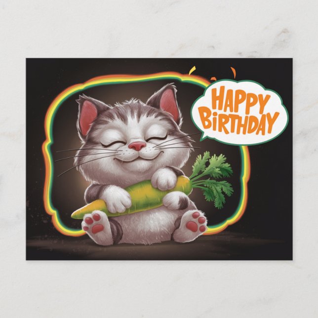 Poscards Happy Birthday Katze 05 Postkarte (Vorderseite)