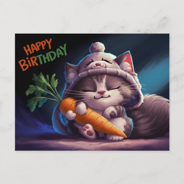 Poscards Happy Birthday Katze 08 Postkarte (Vorderseite)
