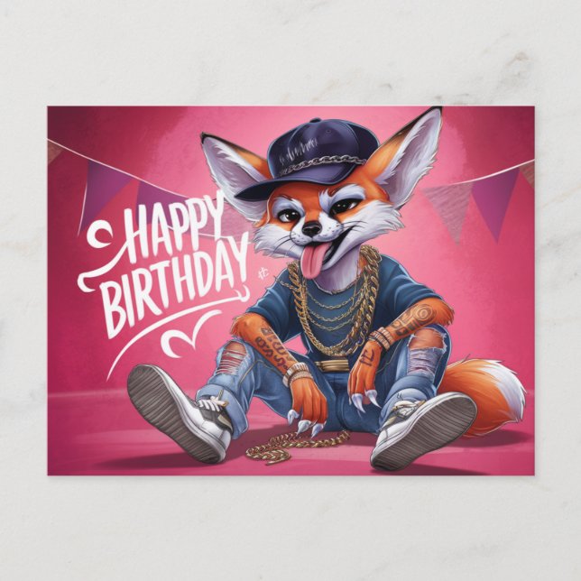 Poscards Happy Birthday Renard 04 Postkarte (Vorderseite)
