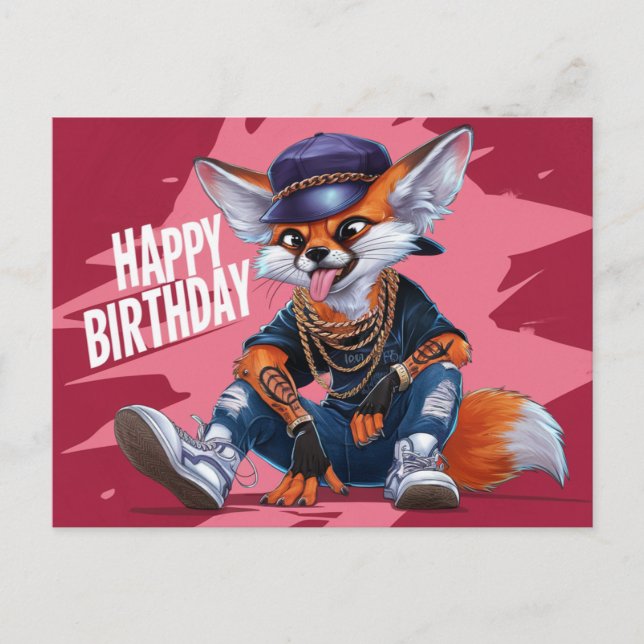 Poscards Happy Birthday Renard 05 Postkarte (Vorderseite)