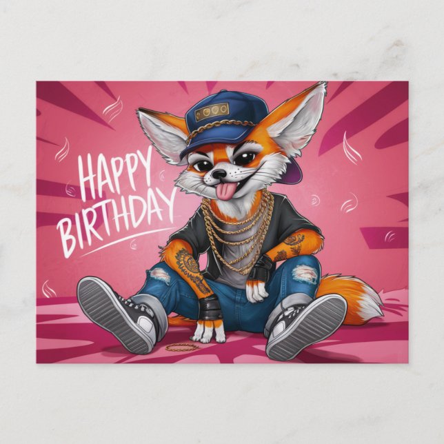 Poscards Happy Birthday Renard 06 Postkarte (Vorderseite)