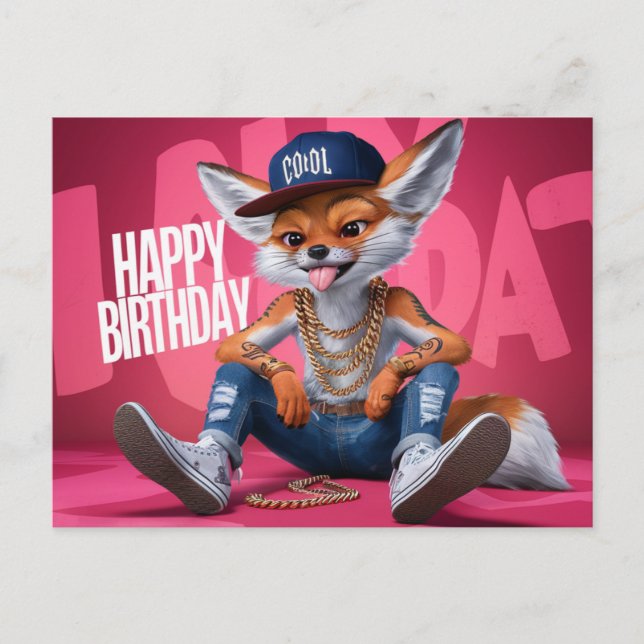 Poscards Happy Birthday Renard 07 Postkarte (Vorderseite)