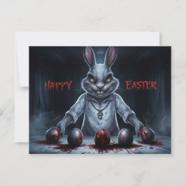 Poscards Happy Easter Kaninchen Ei Horror 03 Postkarte