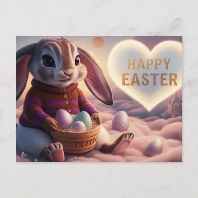 Poscards Happy Easter Kaninchen Postkarte (Vorderseite)