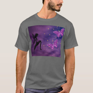 Pose der lila Schmetterlingsmärchen T-Shirt