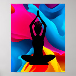 Pose des Gebets Yoga Frau mit gebackenen und farbe Poster
