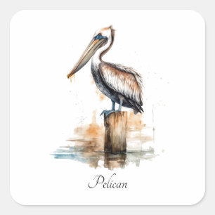 Pose des Pelikans Quadratischer Aufkleber