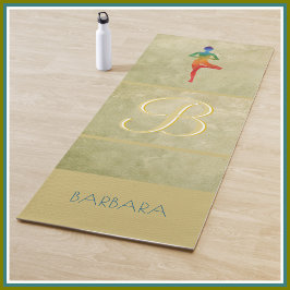 Pose für die Bezeichnung von Monogrammen in Gold-T Yogamatte