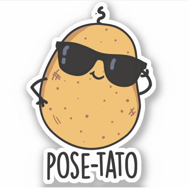 Pose tato Funny Potato Pun Aufkleber (Vorderseite)