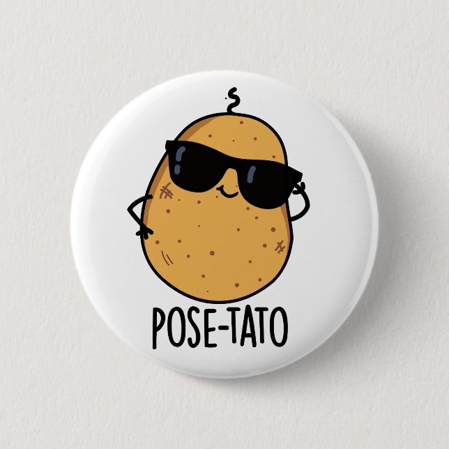 Pose tato Funny Potato Pun Button (Vorderseite)