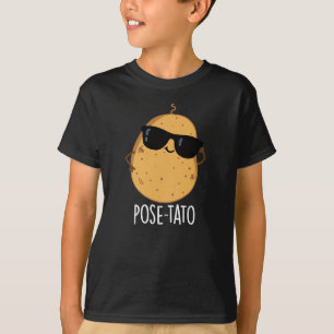 Pose tato Funny Potato Pun Dark BG T-Shirt