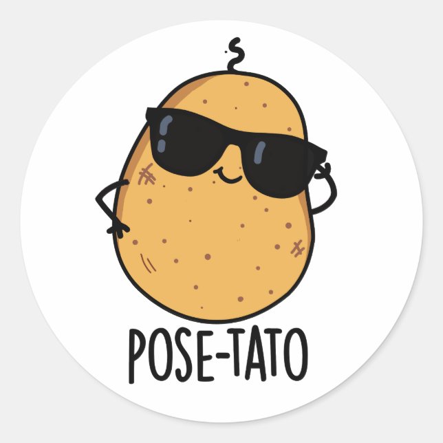 Pose tato Funny Potato Pun Runder Aufkleber (Vorderseite)