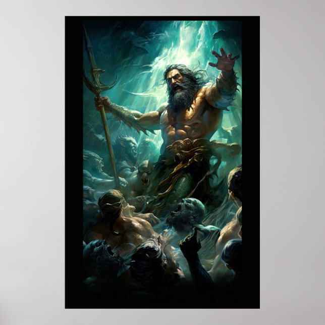 Poseidon Battling Zombie Mermen Poster (Vorne)