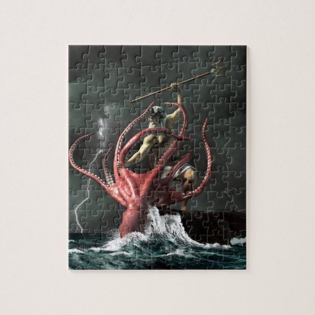 Poseidon gegen den Kraken Puzzle (Vertikal)