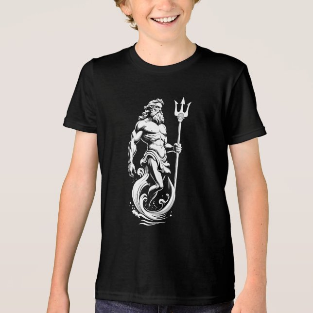 Poseidon Gott des Meeres Tri-Blend Shirt (Vorderseite)