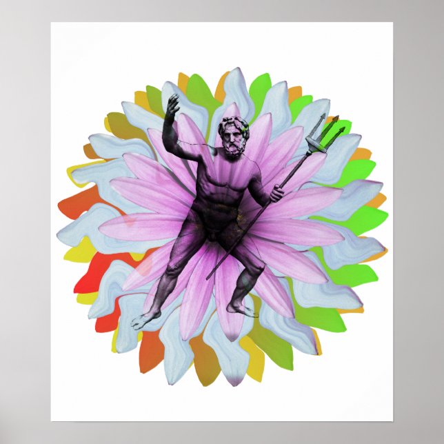 Poseidon, Gott des Meeres und Berg Olympus Poster (Vorne)