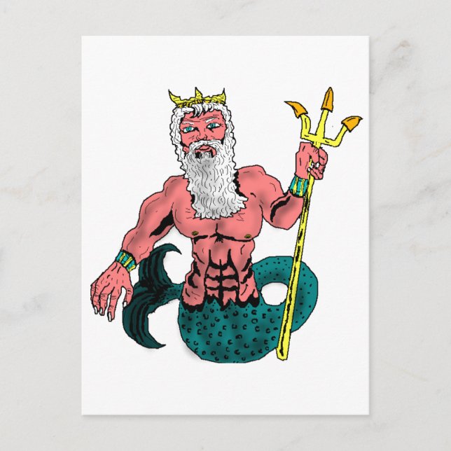 Poseidon, griechischer Gott des Seehaltungstridts Postkarte (Vorderseite)
