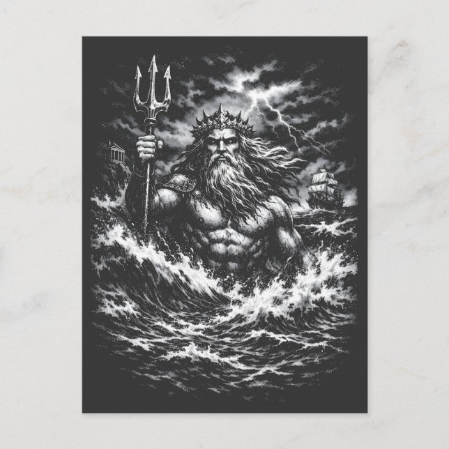Poseidon — Herr der Tiefe von BurnsInHell Postkarte (Vorderseite)