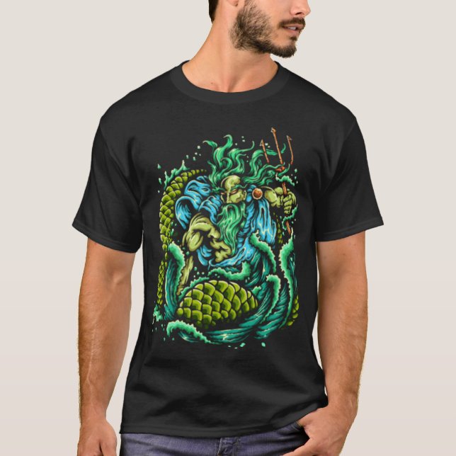 Poseidon - König des griechischen Meeres T-Shirt (Vorderseite)