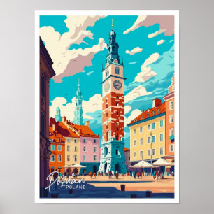 Posen Polen Reise Vintage-Illustration Poster