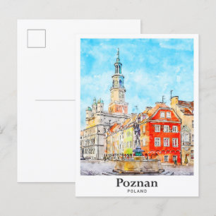 Posen Polen Reise Wasserfarben Skizze Handgezeichn Postkarte