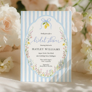 Posey Wildflower Blaue Schleife Hochzeitsdusche Ei Einladung