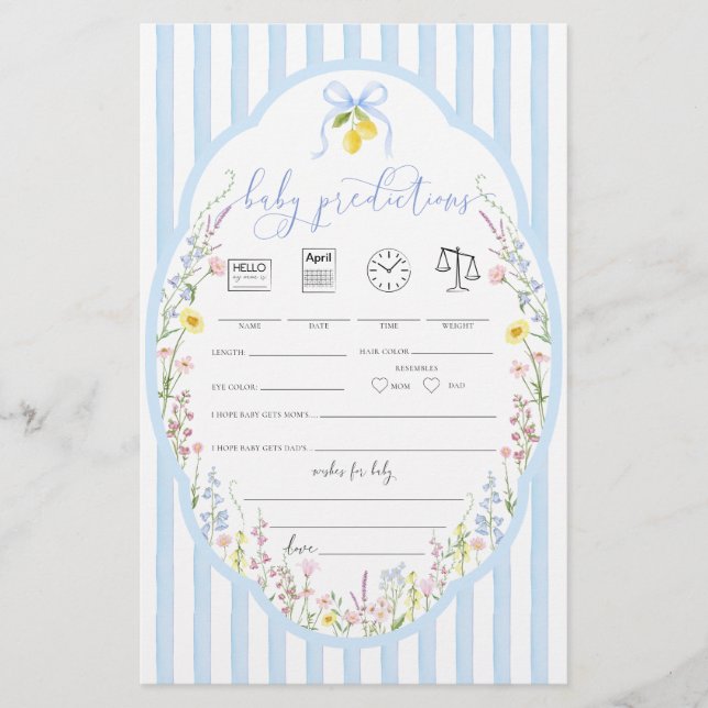 Posey Wildflowers Blaue Schleife Baby Vorhersage S (Vorderseite)