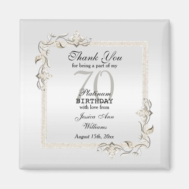 Posh 70. Platinum Geburtstag Magnet (Vorne)