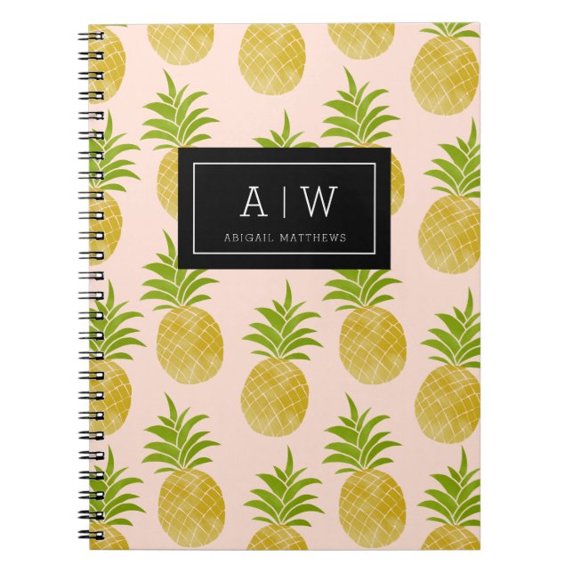Posh Ananas-mit Monogramm Notizbuch Notizblock (Vorderseite)