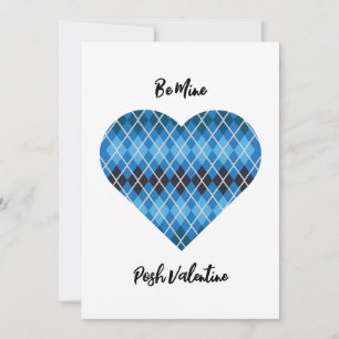 Posh Argyle Dunkelblau Großes Herz Valentinstag Fl Feiertagskarte