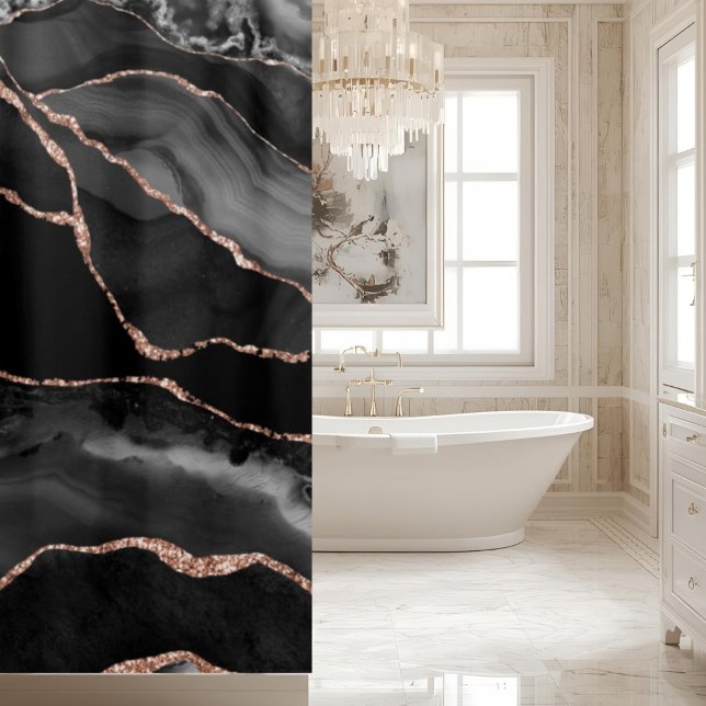 Posh Bathroom Decor | Black Agate Duschvorhang (Von Creator hochgeladen)