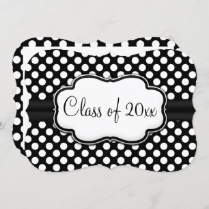 Posh Black White Polka Dot Graduation/Party Einladung