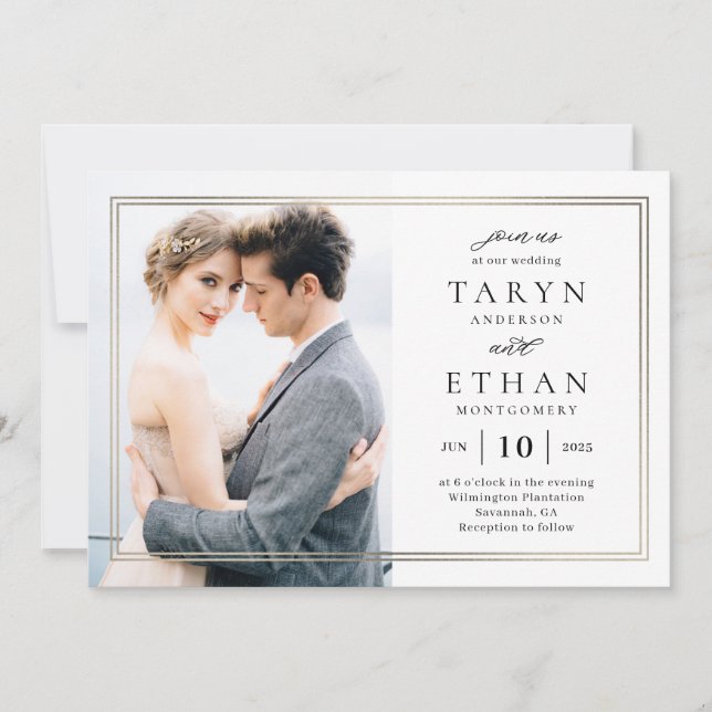 Posh Border Foto Wedding Einladung PBD (Vorderseite)