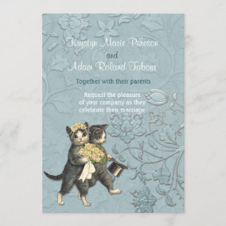 Posh Cats Aqua Blue Wedding Einladung