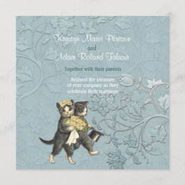 Posh Cats Aqua Blue Wedding Einladung