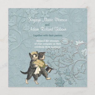 Posh Cats Aqua Blue Wedding Einladung