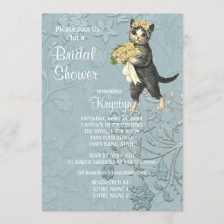 Posh Cats Blue Bridal Dusche Einladung