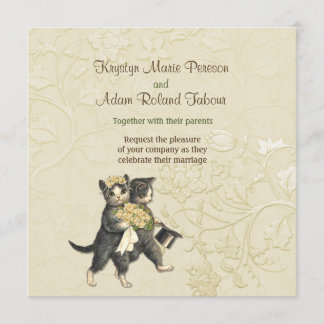Posh Cats Elfenbeinhochzeit Einladung
