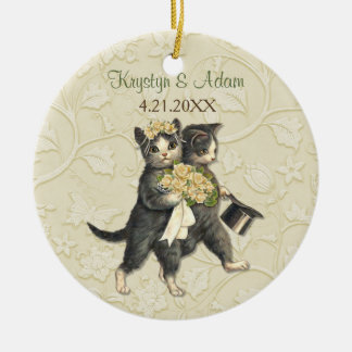 Posh Cats Hochzeit Elfenbein Keramik Ornament