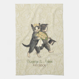 Posh Cats Hochzeit Elfenbein Küchentuch