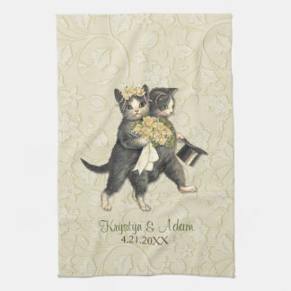 Posh Cats Hochzeit Elfenbein Küchentuch