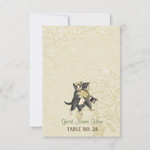 Posh Cats Ivory Wedding Escort Card 2 Einladung