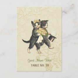 Posh Cats Ivory Wedding Escort Card Einladung