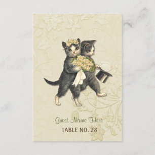 Posh Cats Ivory Wedding Escort Card Einladung
