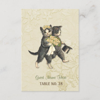 Posh Cats Ivory Wedding Escort Card Einladung