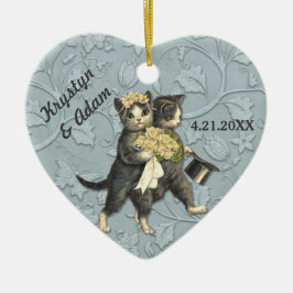 Posh Cats Wedding Blue Keramik Ornament