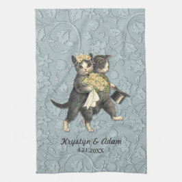 Posh Cats Wedding Blue Küchentuch