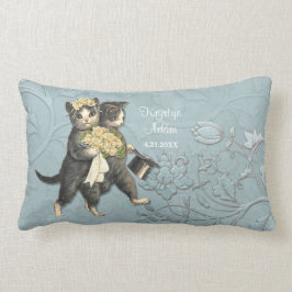 Posh Cats Wedding Blue - Lumbar Pillow Lendenkissen
