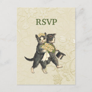 Posh Cats Wedding RSVP Einladungspostkarte