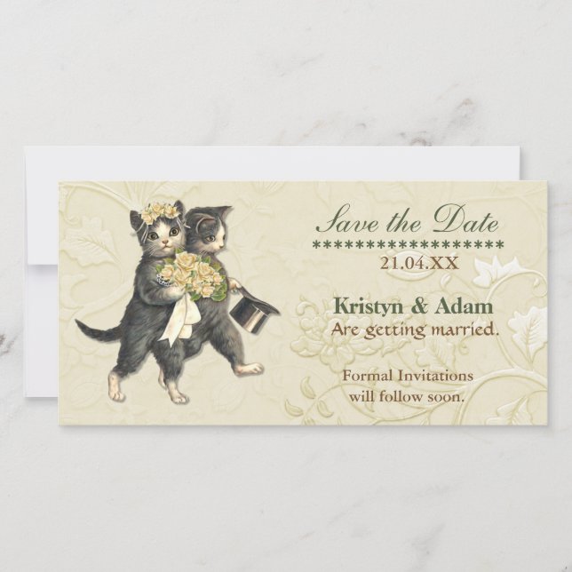 Posh Cats Wedding speichern das Datum Save The Date (Vorderseite)